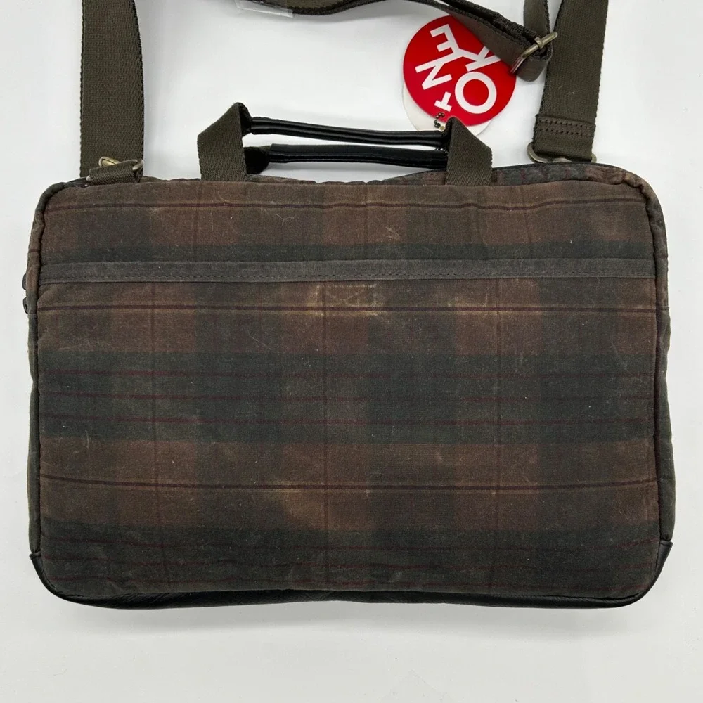 Token Bag Waxed Knickerbocker Plaid Cow Leather Laptop Bag 13